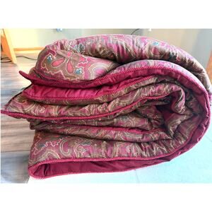 Vintage Ralph Lauren Abenhall King Size Comforter Pillow Shams Maroon Paisley